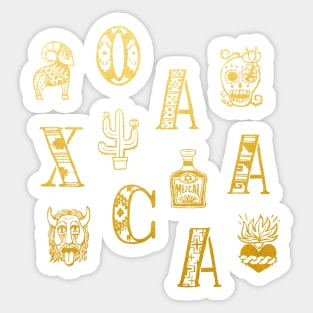 Oaxaca Alphabets - Vintage Gold Sticker